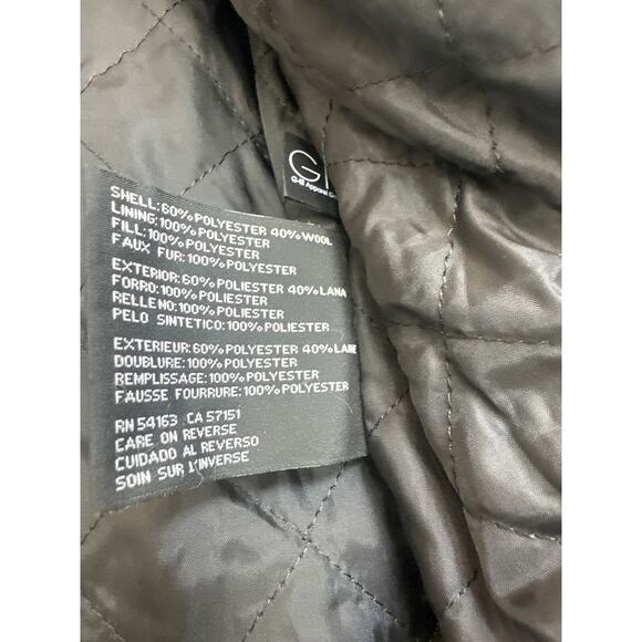 Kenneth Cole Smokey Gray Wool Blend Fux Fur Collar Zip Up Coat - Picture 4 of 8